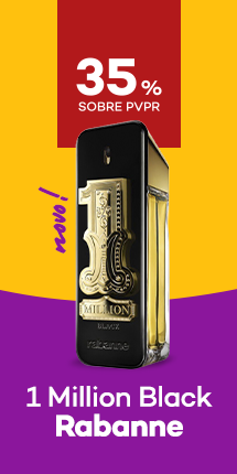Novidade One Million Black da marca rabanne com destaque promocional de 35% obre pre&ccedil;o de Venda ao P&uacute;blico Recomendado